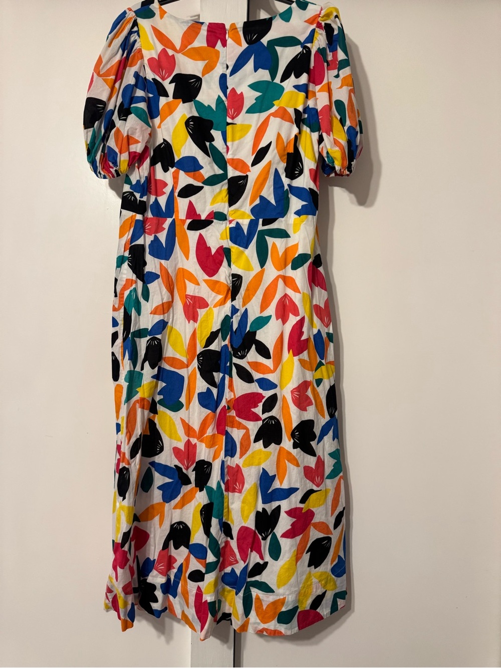Calvin Klein White Midi Dress with Multicolor Leaf Print